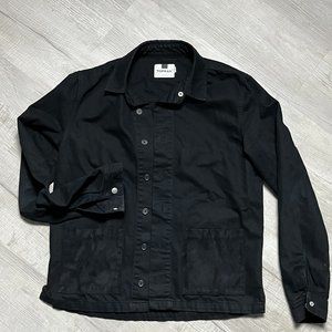 Topman black denim Chore coat w/ faux suede pockets